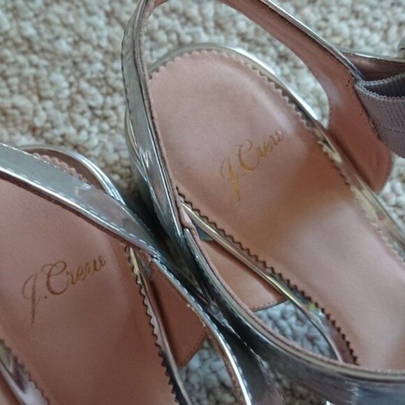 J.Crew Penny Silver Mirror Ankle Strap Sandals size 7 - Picture 6 of 10